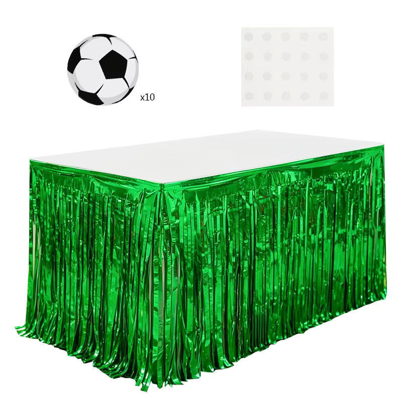ZQNYCY Fußball-Party-Tischdecke Set mit Quasten und Aufklebern, rechteckig, grün, Sport-Dekoration für Geburtstag und Party - Bild 5