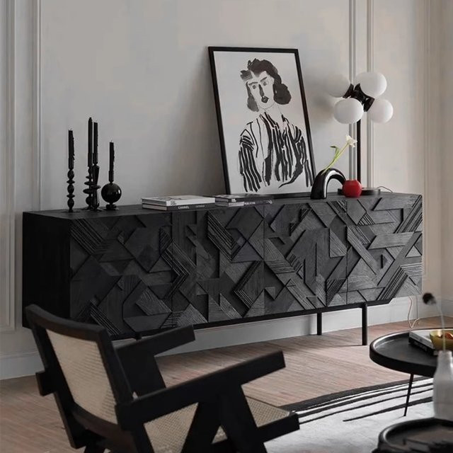 MDUG Holzvitrine im Mid Century und Vintage Design mit Schubladen und Glasdisplay-Schrank - Bild 1