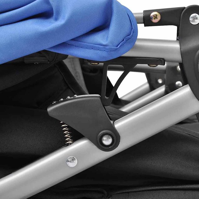 Zwillingskinderwagen von VD Home Furnishing mit klappbarem Stahlrahmen in Blau und Schwarz - Bild 1