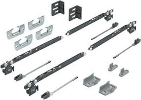 Hettich Schiebetürbeschläge Set SysLine S 9208511 für 2 einliegende Türen in Silber und Aluminium - Bild 1