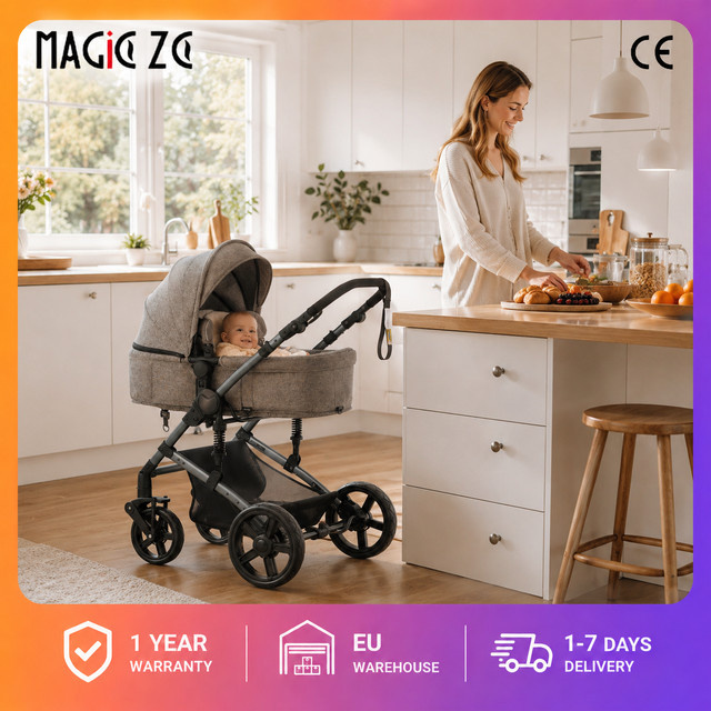 Magic ZC 3-in-1 Kombikinderwagen mit Autositz in Schwarz, faltbares Reisesystem für Neugeborene mit hoher Liegeposition und reversibler Nutzung - Bild 1