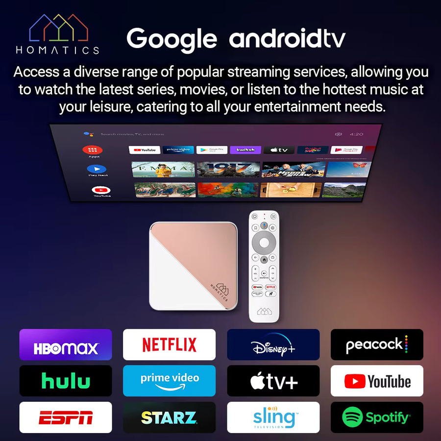 Homatics Box R 4K Plus Android TV 14 Streaming Box mit Netflix und Google Zertifizierung, 4G/32G, Amlogic S905X4, DTS Dolby Audio, AV1, Wifi6 und Bluetooth 5.0 - Bild 2