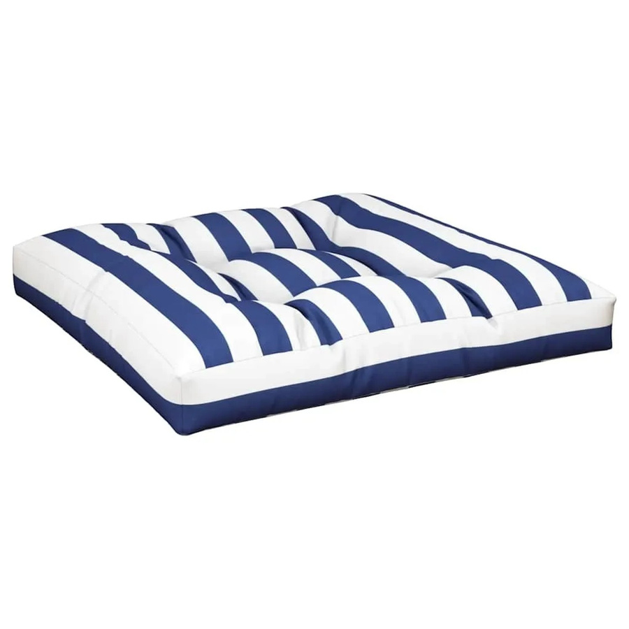 vidaXL Palettenkissen Blau-Weiß Gestreift aus Polyester, B/T/H: 80 x 80 x 12 cm - Bild 2