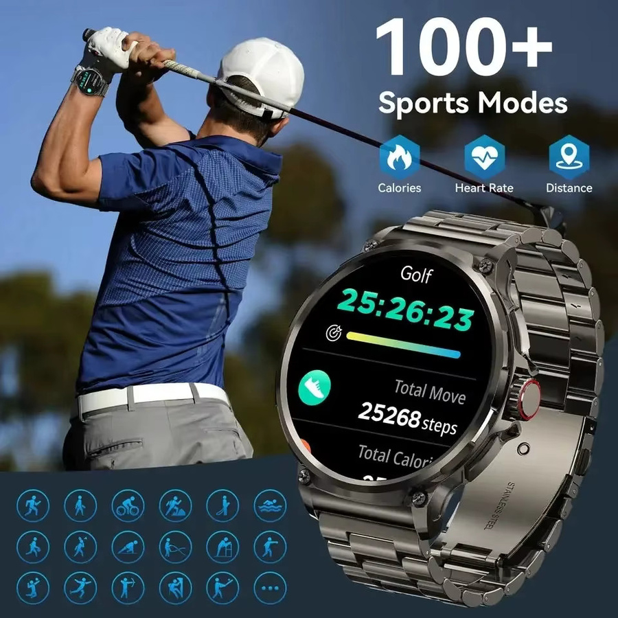 BOALZETD Smartwatch, Edelstahl, Schwarz, Herren, GPS, 1,85 Zoll - Bild 3