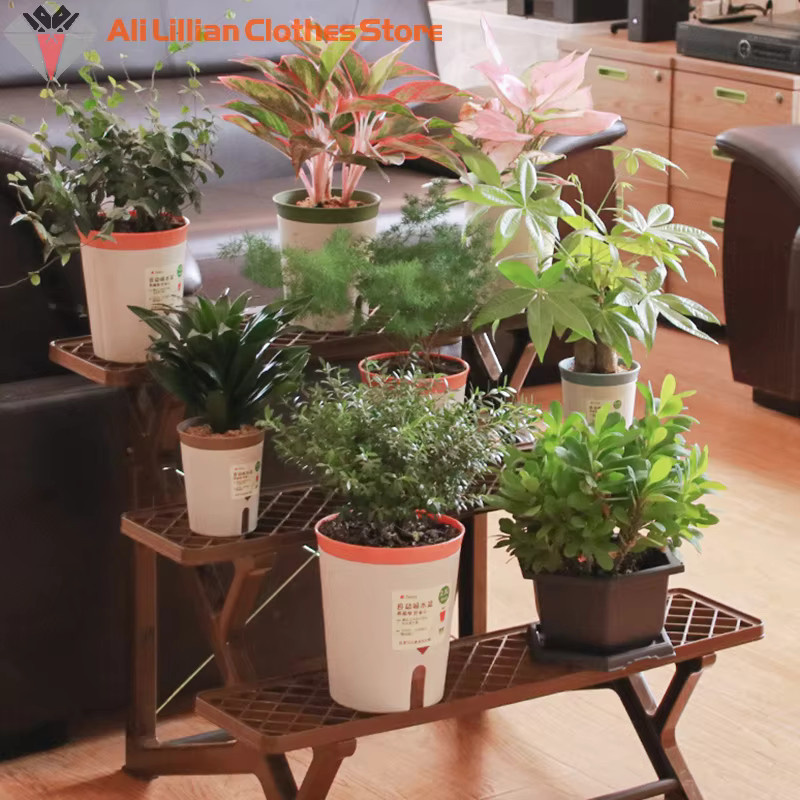 Selbstbewässernder Hydrokultur-Blumentopf aus Kunststoff von WHPHous in Braun und Weiß - Bild 4