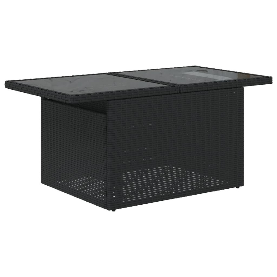 vidaXL Gartentisch aus PE-Rattan mit Hartglasplatte in Schwarz, B/T/H: 100 x 55 x 73 cm - Bild 5
