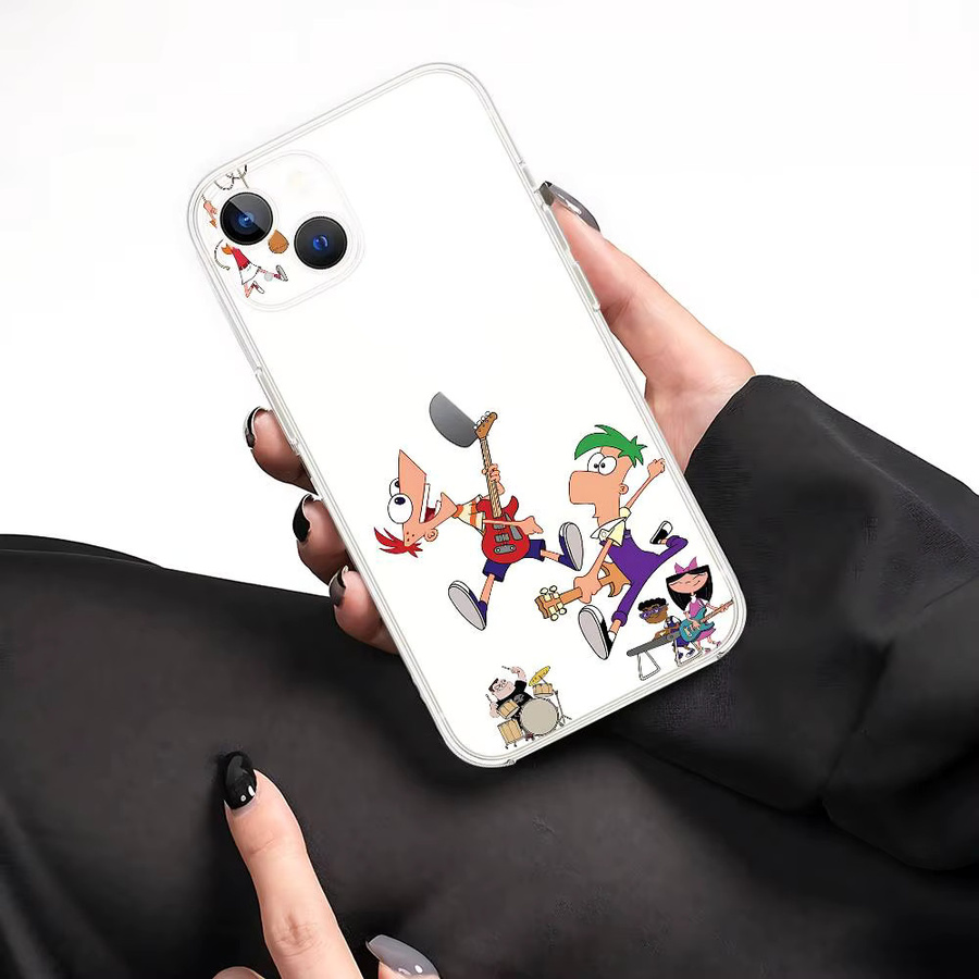 Mesuca Handyhülle Phineas und Ferb für iPhone 11 bis 17 Pro Max Mini Plus, transparente und stoßfeste Hülle - Bild 3