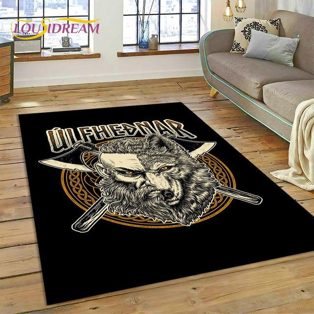 Karpetti Teppich Wikinger Odin Walhalla Nordische Mythologie Design, rutschfest, Farbe: Schwarz, B/T: 60 x 40 cm - Bild 1