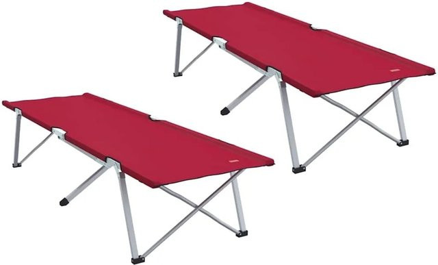 2er Set vidaXL Klappbare Campingbetten aus Stahl und Oxford-Stoff in Rot, B/T/H: 194 x 62,5 x 42,5 cm - Bild 1