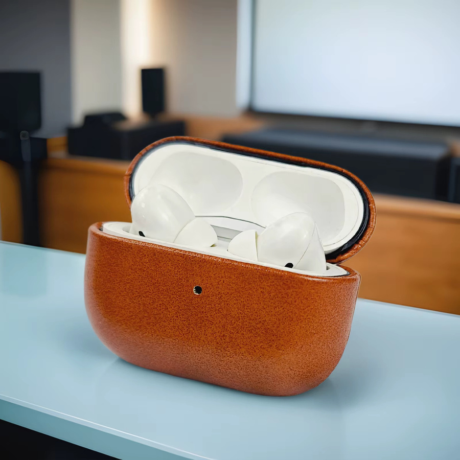 Leder-Schutzhülle für Apple AirPods Pro, Pro 2, Pro 3 und 4 in Beige oder Braun - Bild 2