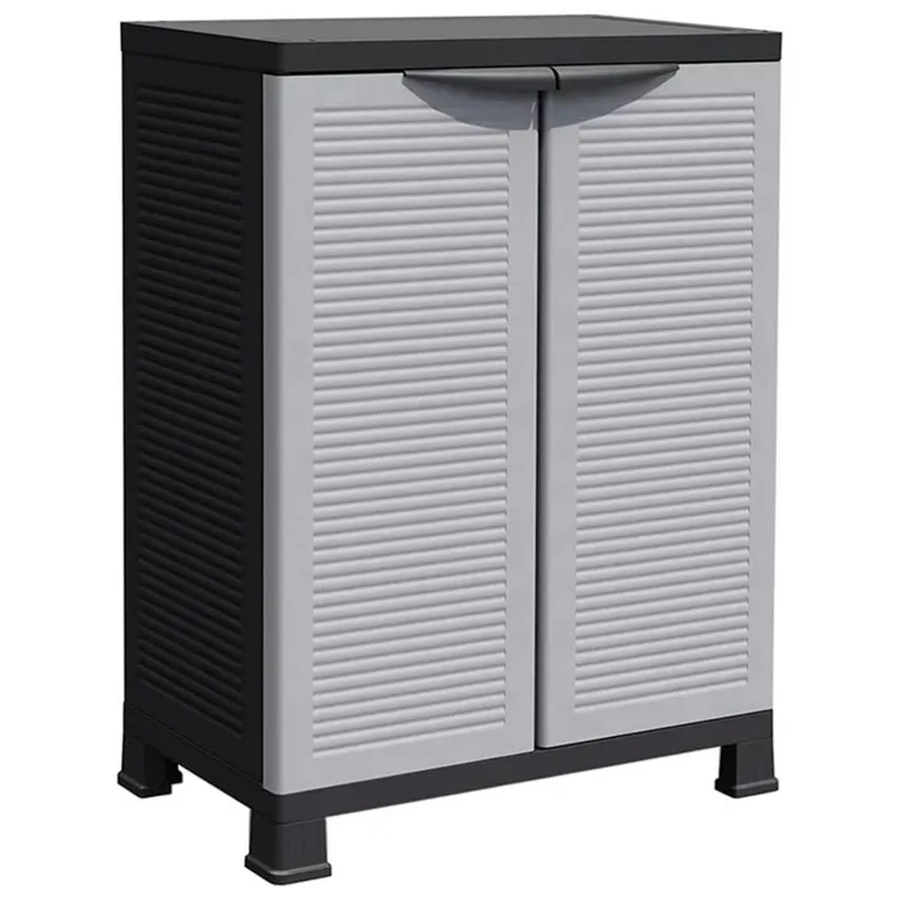 vidaXL Kunststoffschrank in Grau mit Regalböden für Zuhause, Büro, Garage oder Lagerraum, B/T/H: 68 x 39 x 92 cm - Bild 2