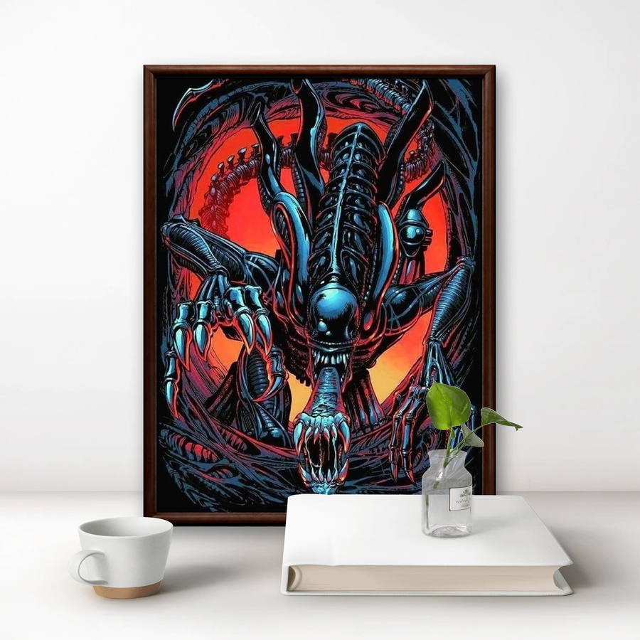 Potdemiel Alien vs. Raubtier Diamantgemälde als 5D-DIY-Stickerei Wanddekoration in Multicolour, Breite: 30 cm, Höhe: 20 cm, Tiefe: 30 cm - Bild 2