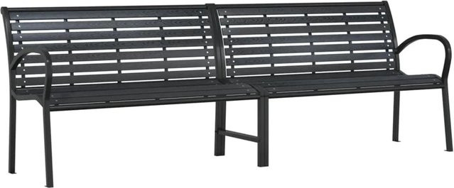 furnicato Doppel-Gartenbank mit Armlehnen aus Stahl und WPC, Schwarz, B: 231 cm, H: 81 cm, T: 60 cm - Bild 1