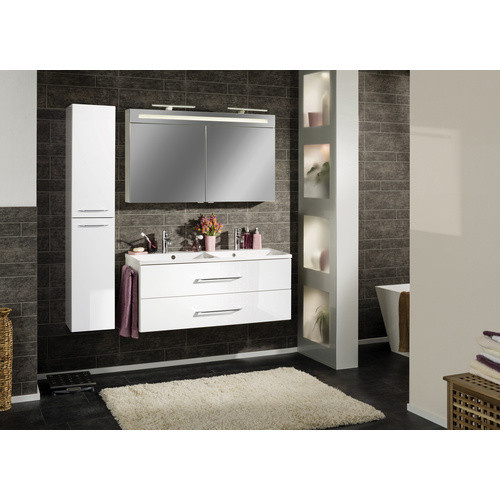 Fackelmann Spiegelschrank B.clever in Weiß und Grau mit LED-Beleuchtung und Softclose-Türen, B/H/T: 120 x 71 x 15,8 cm - Bild 4