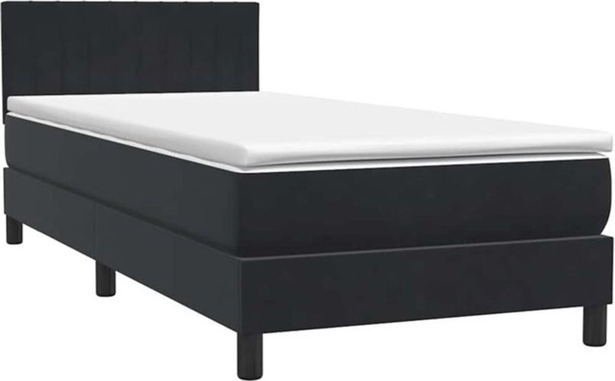 vidaxl Boxspringbett mit Matratze aus Samt in Schwarz B/T/H: 90 x 78 x 210 cm - Bild 1