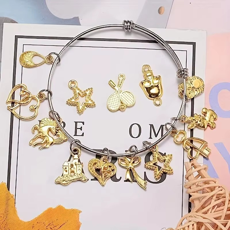 Aogue Armreifen mit Charms, Ohrringhaken und Biegeringen, silbrig, Unisex - Bild 1