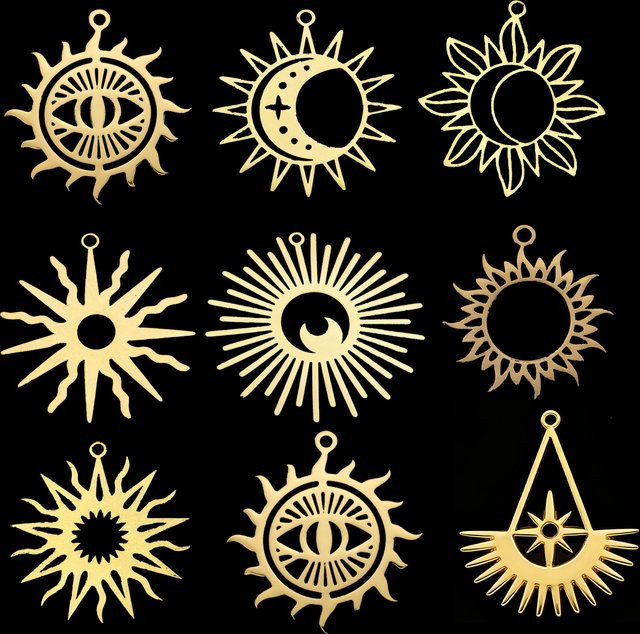 Sonnenanhänger Edelstahl, Gold, 3 Stück - Bild 1