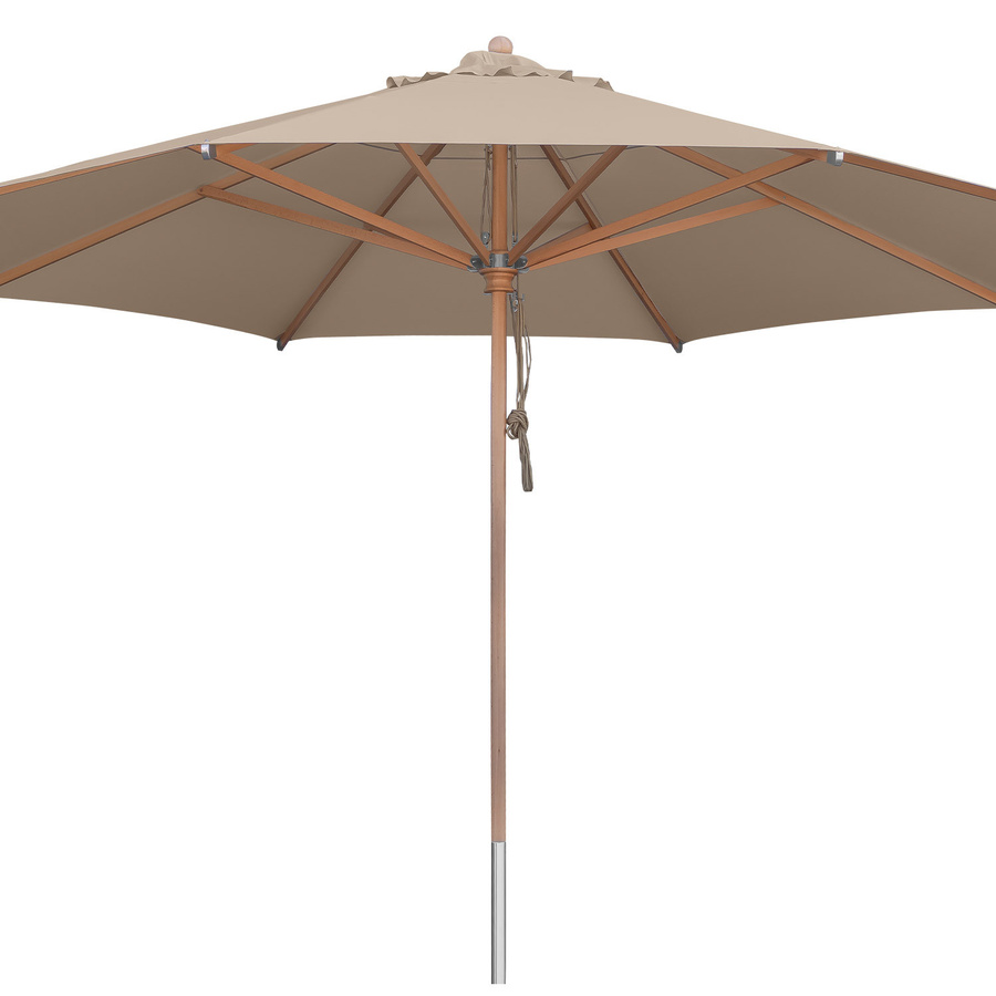 Runder Sonnenschirm Dark Natural von anndora-sonnenschirm.de mit Buchenholzstamm in Braun und Beige, Durchmesser: 400 cm - Bild 1