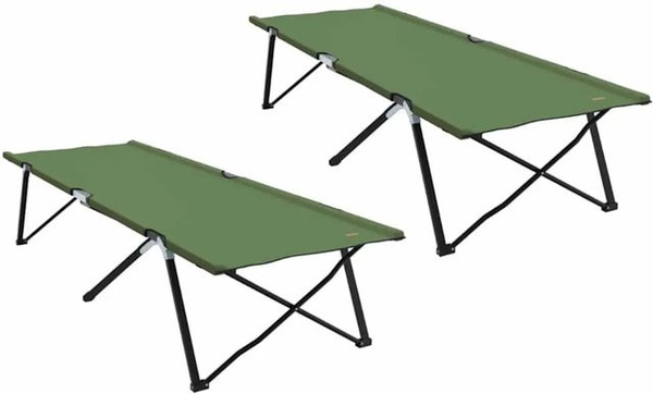 2er Set vidaXL Klappbare Schlafbetten für Camping in Grün aus Stahl und Oxford-Stoff B/T/H: 76 x 206 x 47 cm