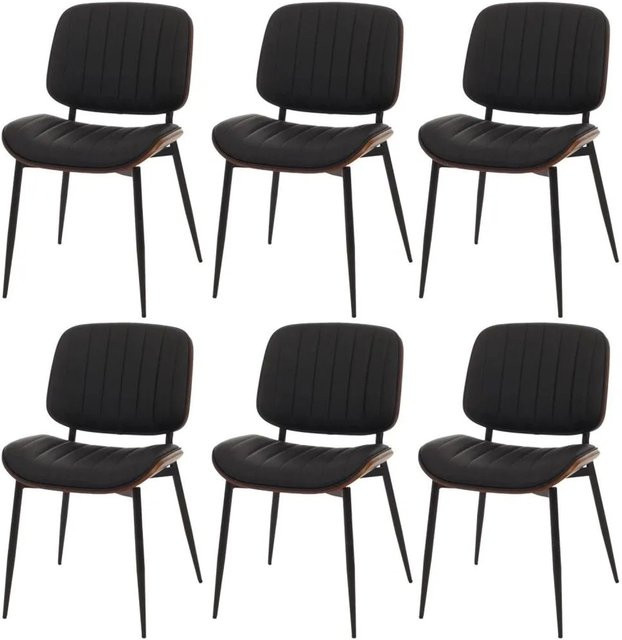 MCW Esszimmerstuhl O44 6er-Set in Walnuss-Optik und Schwarz mit Kunstleder und modernem Design - Bild 1