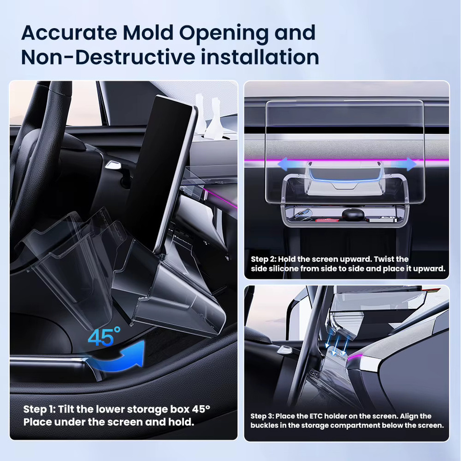 YZ Aufbewahrungsbox mit verstecktem Fach und MagSafe-Magnetfunktion für Tesla Model 3 Y Highland Juniper 2021–2025, Schwarz - Bild 4