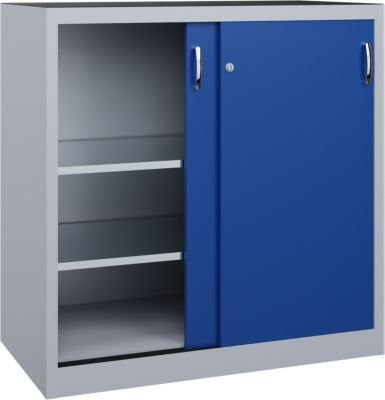 C + P Schiebetüren-Werkzeugschrank Acurado aus Stahl in Weißaluminium/Enzianblau, B: 120 cm, T: 60 cm, H: 120 cm - Bild 1
