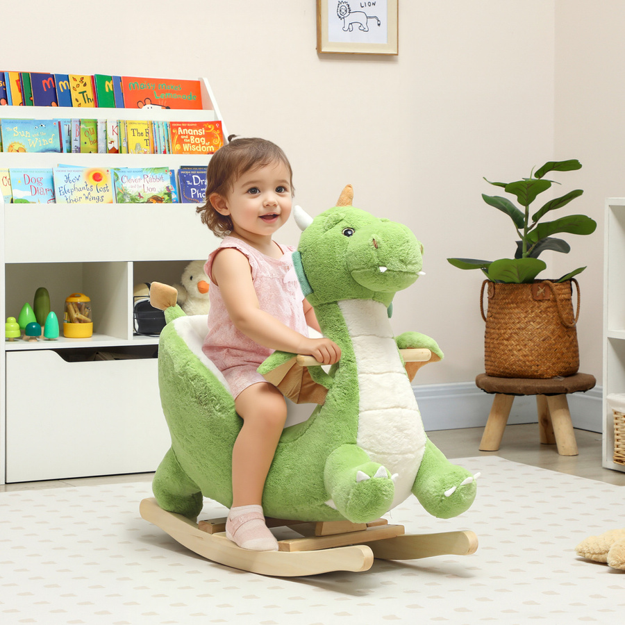 Aosom Dinosaurier-Schaukel, Schaukeltier, Grün, ab 1,5 Jahre - Bild 2