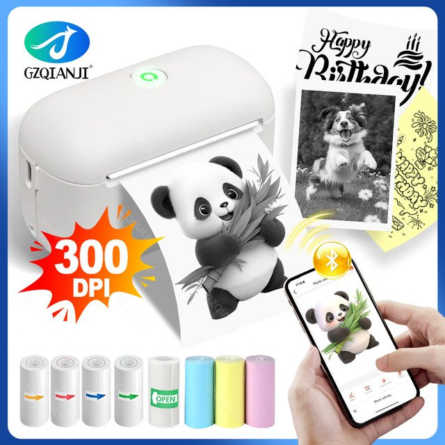 GZQIANJI Mini Bluetooth Thermodrucker für Etiketten mit 300dpi, tragbare Etikettiermaschine für Namensaufkleber und Preisschilder ohne Tinte - Bild 1