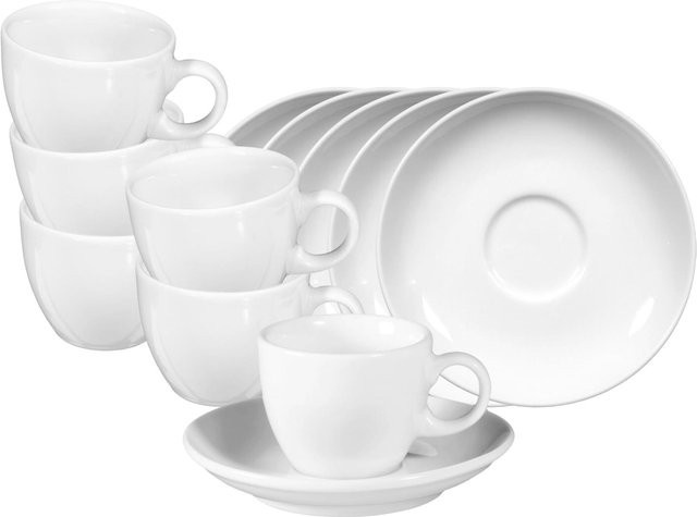 Seltmann Weiden Espressotassen mit Untertassen VIP aus Porzellan, Weiß, 6er Set, 90 ml - Bild 1