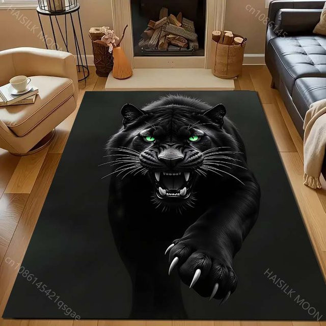 UQIDEHOME Teppich mit schwarzem Leopardenmuster in moderner Animal-Print-Optik, B/T: 70 x 100 cm - Bild 1