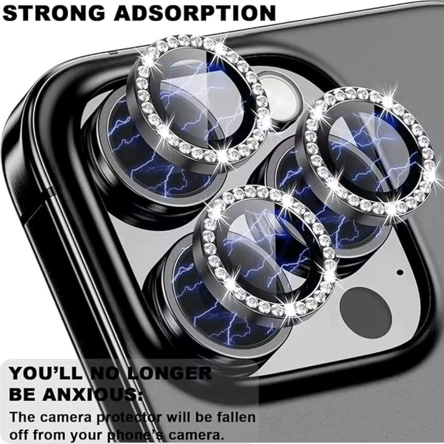 Glitzerndes Kamera-Objektivschutz-Set für Apple iPhone 12 bis iPhone 17 Air in Transparent und Gold mit Diamant-Effekt - Bild 2