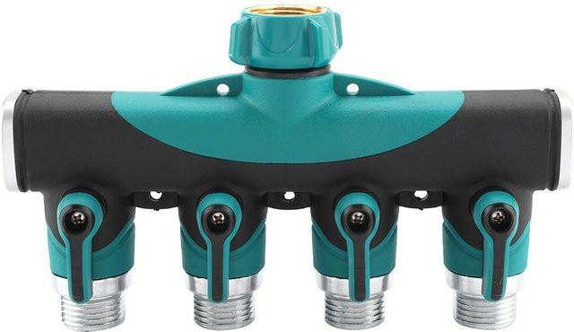 CosyHome 4-Wege-Schlauchverbinder Verteiler mit Absperrventil und Durchflusssteuerung, 3/4 Zoll, Mehrfarbig - Bild 1