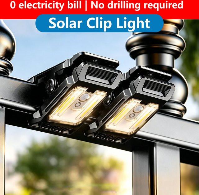 BALDR Mini Solar-Clip-Leuchte mit PIR-Bewegungssensor in Schwarz mit warmweißem Licht für Terrasse, Garten und Flur - Bild 1