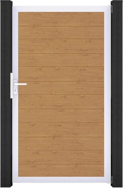 GroJa Tor Basicline 1-flg. Schmal Asteiche Natur in Braun, B: 100 cm, H: 180 cm - Bild 1