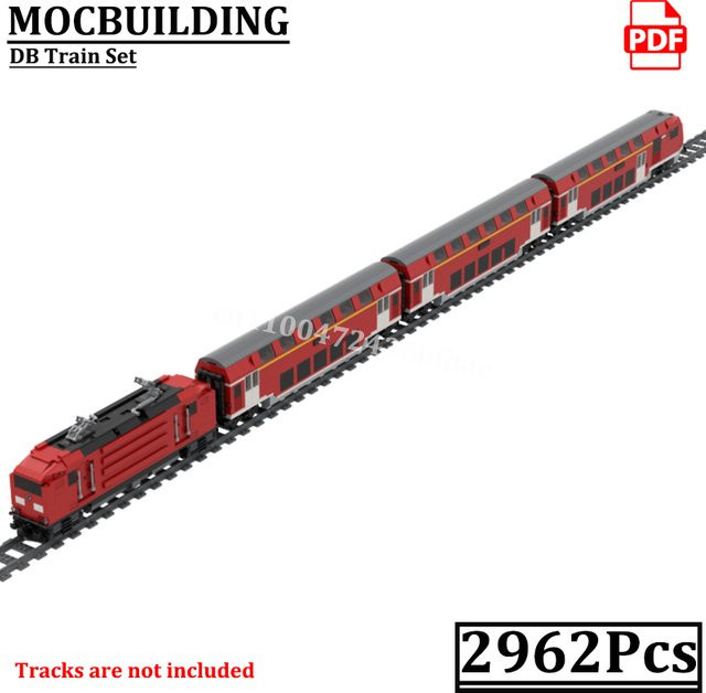 MOCBUILDING DB BR 143-Lokomotive mit Beifahrerautos, Ausstellungszug-Set, Modell, Konstruktionsspielzeug - Bild 1