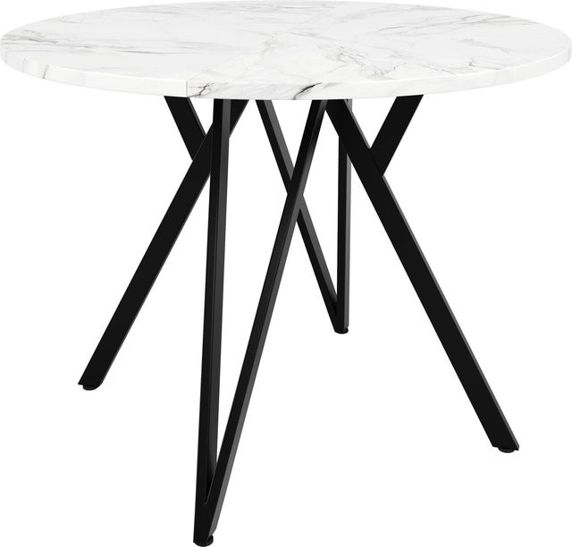 okwish Runder Esstisch in Schwarz für 4 Personen, Durchmesser: 80 cm - Bild 1