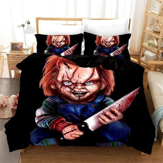 Creative Homewares Bettwäsche Set Chucky Horror Puppe mit 3D-Druck und Kissenbezügen, Single, B x L: 135 x 200 cm - Bild 1