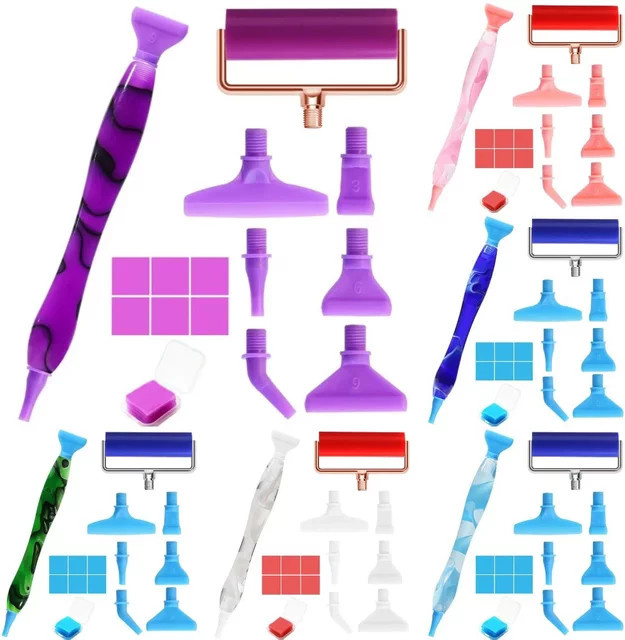 5D Diamantmalerei Stift mit Schraubgewinde und verschiedenen Spitzen für DIY Kunsthandwerk in Lila - Bild 1