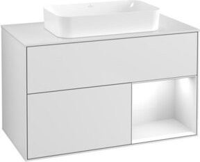 V&B Waschtischunterschrank Finion mit Wandbeleuchtung in Weiß lackiert, Breite: 100 cm, Tiefe: 60,3 cm - Bild 1