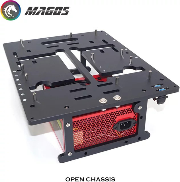 BARROW PC-Gehäuse aus Vollaluminium für Wasserkühlung, offenes DIY-Gamer-Gehäuse für MATX und ATX, Schwarz - Bild 1