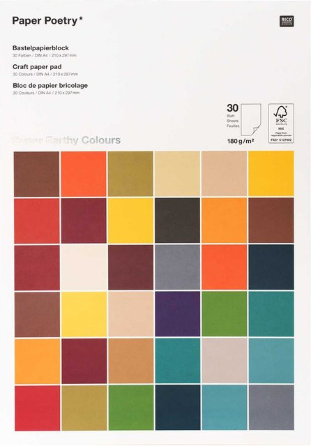 Rico Design Paper Poetry Bastelblock Earthy Colours, A4, 30 Blatt, 180g/m², Multicolour - Bild 2