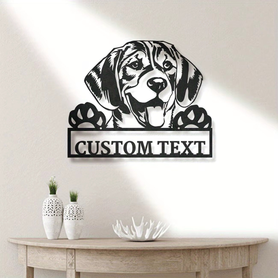 Personalisiertes Beagle Hund Metallschild von Hello Young in Schwarz als Wandbehang mit individuellem Text - Bild 5