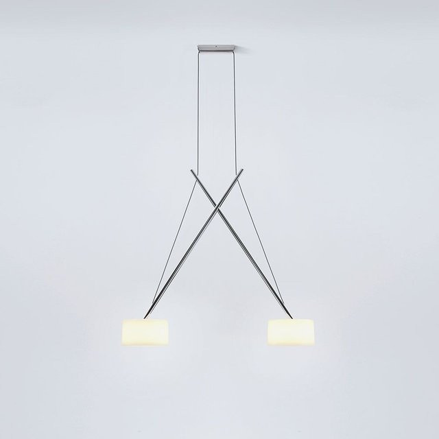 Serien Lighting Twin LED-Pendelleuchte aus Aluminium in glanzverchromt mit Opalglas und 2700K - Bild 1
