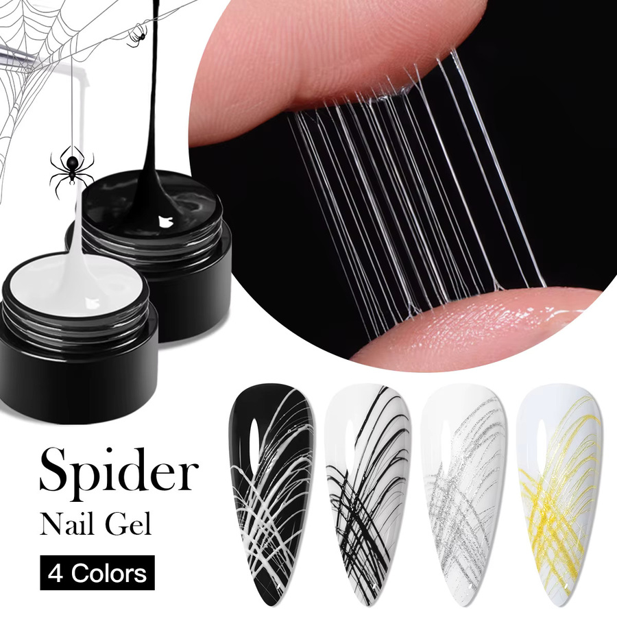 Four Lily Spider Nail Gel Polish, Schwarz Weiß, Glänzend - Bild 2