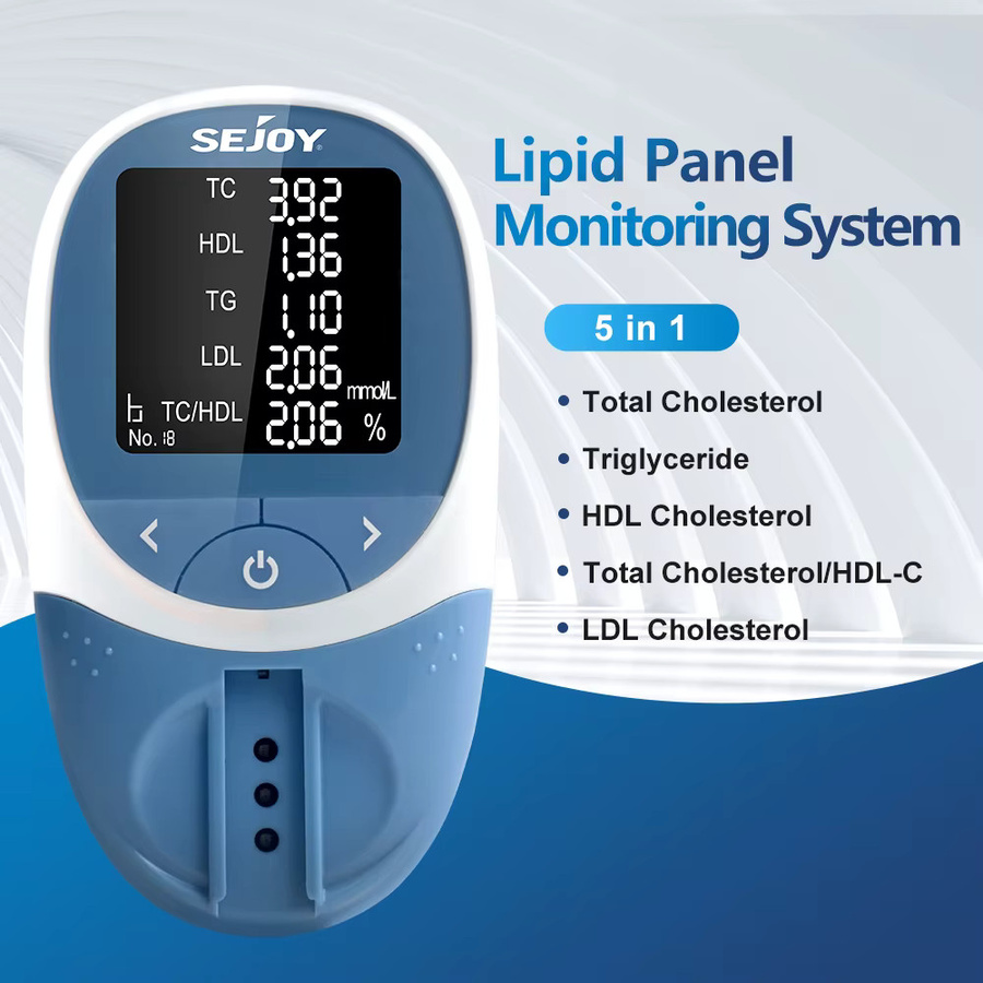 Komwell 5-in-1 Blutfettanalysator zur Messung von Gesamtcholesterin (TC), HDL-Cholesterin, Triglyceriden (TG) und LDL-Cholesterin in Weiß - Bild 2