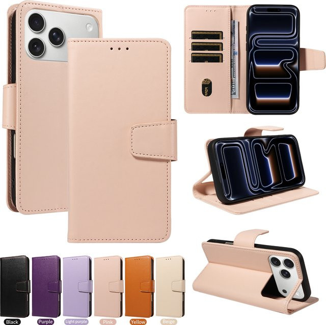 EAACAA Leder-Handyhülle für Samsung Galaxy S25 S24 S23 S22 S21 S20 S10 S9 S8 Ultra Plus FE Edge mit Kartenhalter und Ständer, Braun - Bild 1