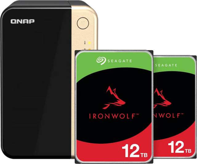 QNAP TS-264-8G NAS-System mit Seagate Ironwolf 12 TB HDD Doppelpack in Schwarz - Bild 1