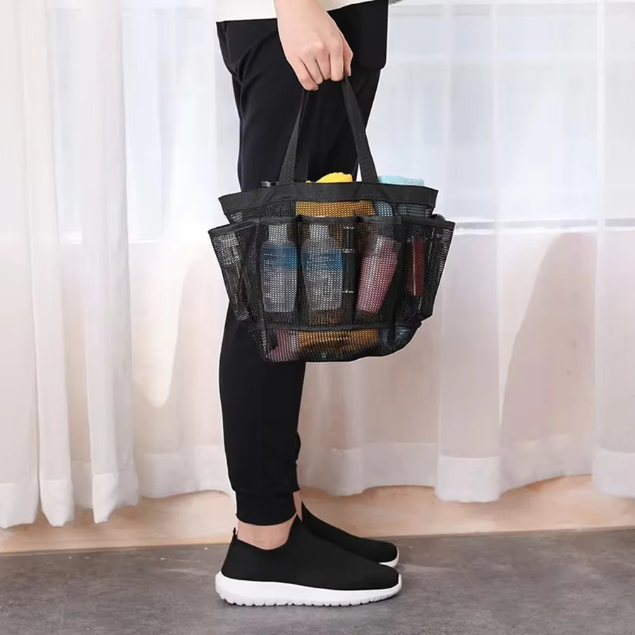 Bonytain Tragbare Waschtasche aus Netzstoff in Schwarz, Hängender Duschorganizer und Kosmetikbeutel zum Schnelltrocknen, Breite: 20,0 cm, Tiefe: 18,0 cm - Bild 3