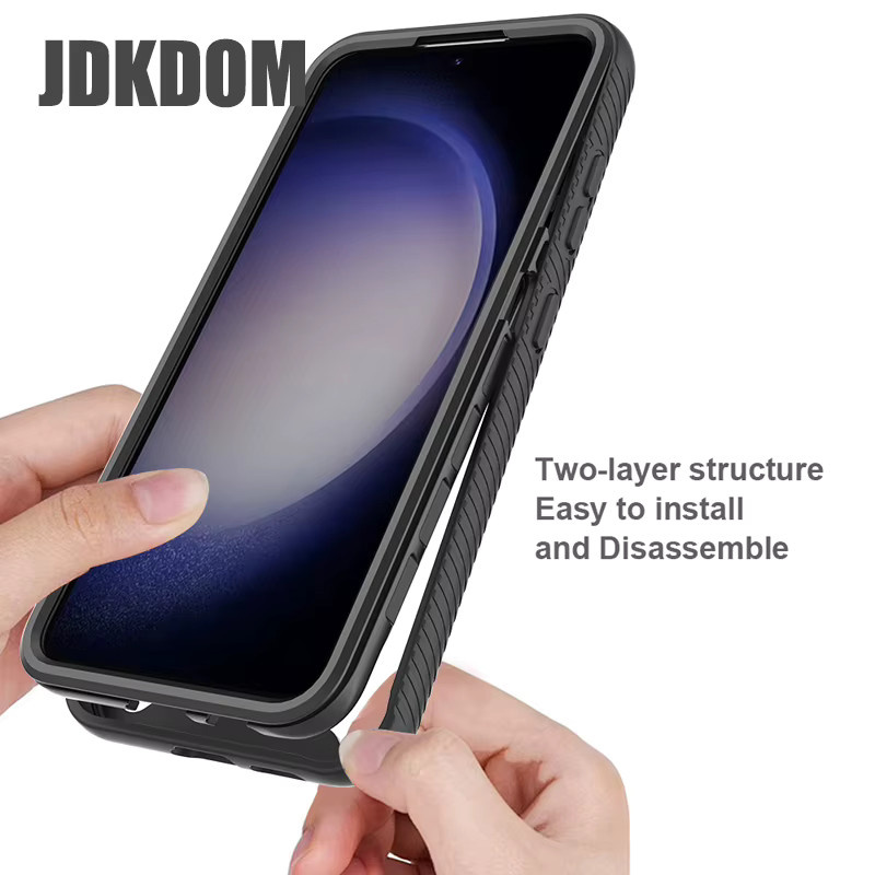 JDKDOM Stoßfeste Panzerhülle mit Vorderrahmenabdeckung für Samsung Galaxy S26 S25 S24 S23 Ultra S24 FE S25 Plus S24 Plus S23 Plus in Schwarz - Bild 2