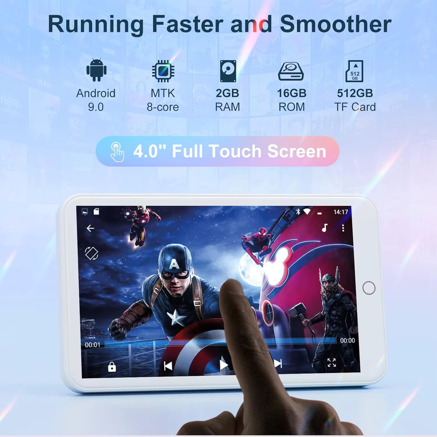MECHEN MP3-Player mit Bluetooth und WLAN, 4,0 Zoll Android Digital HiFi Audio Player mit Voll-Touchscreen und Lautsprechern, Weiß - Bild 2